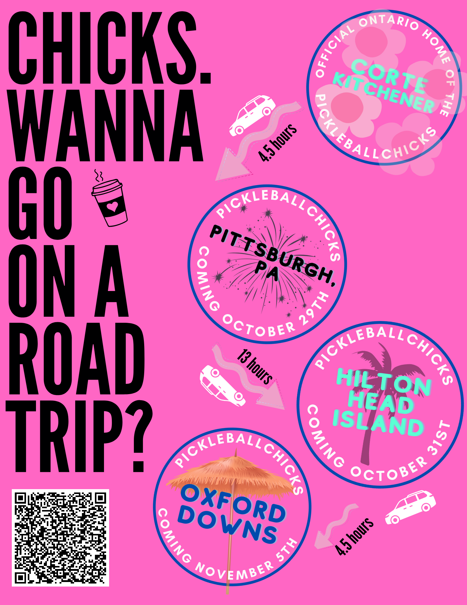 Chicks! Wanna go on a pickleball road trip?